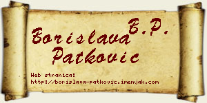 Borislava Patković vizit kartica